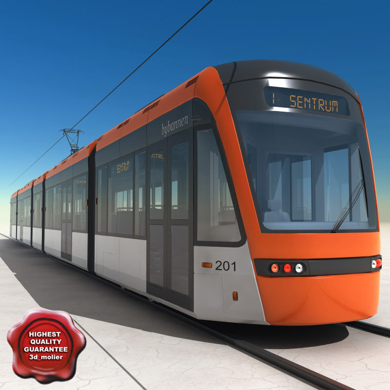 3d model lowfloor light rail vehicle