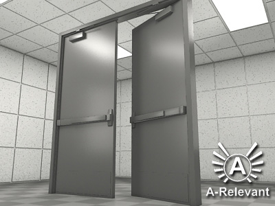 Rigged Double Door 3d Model