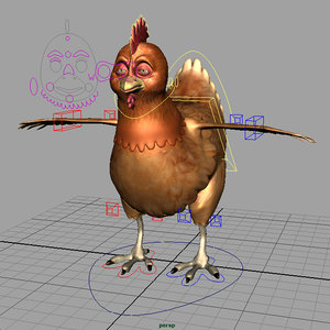 3d model chicken cartoony rigged cartoon