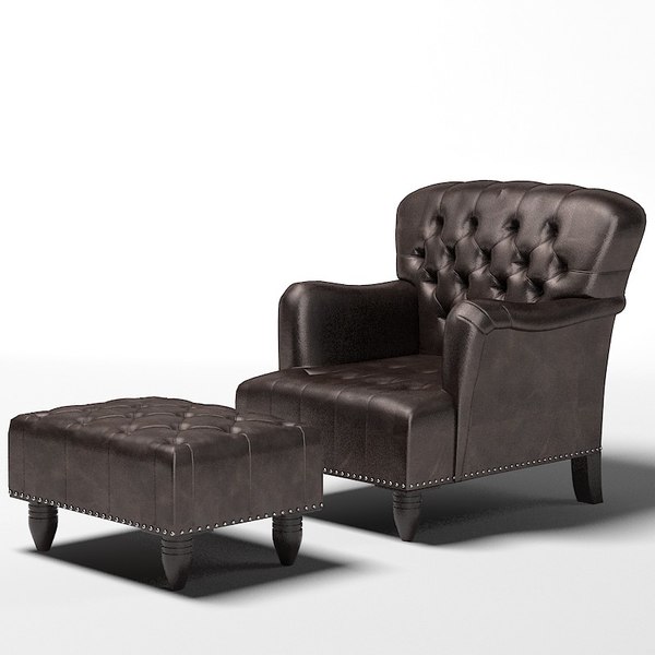 tufted chair and ottoman