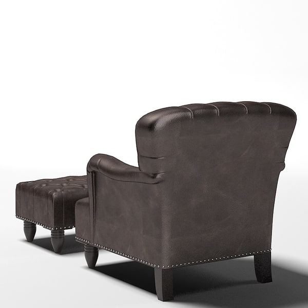 Tufted Chair Ottoman 3d Model, White Tufted Chair And Ottoman