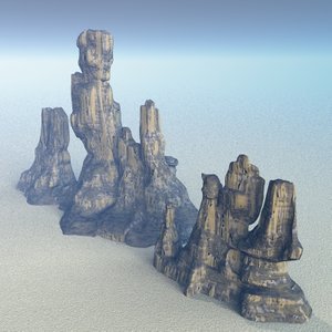 alien desert terrain rock 3d model
