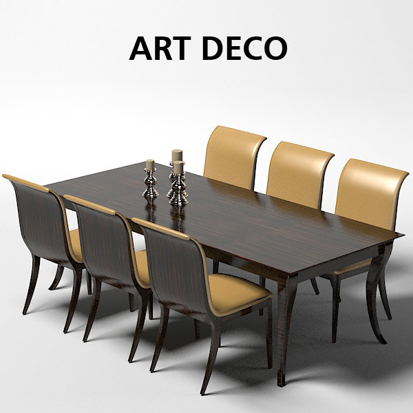 Oak Design Art 3d Model, Art Deco Kitchen Table And Chairs