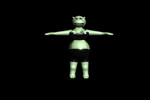 3d rigged cartoon hippo character model