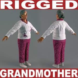 grandmother v6 rigged 3d max