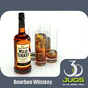 wild turkey bourbon whiskey bottle 3d model