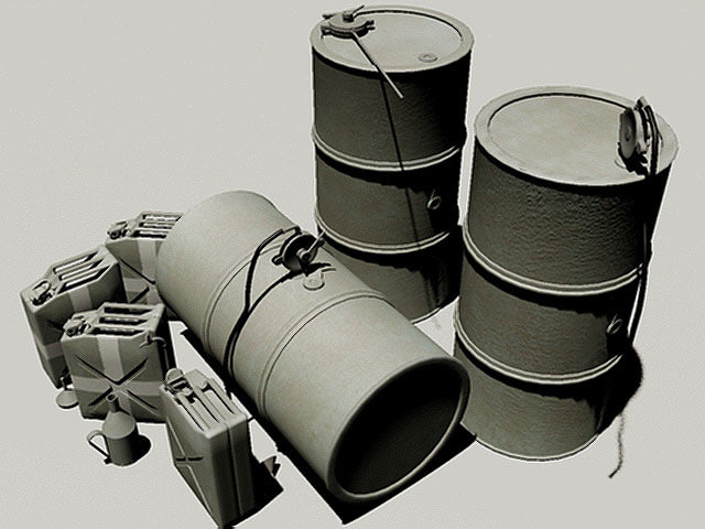 3d german fuel barrels wwii