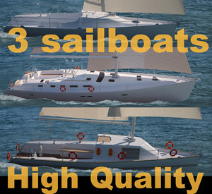 3 sailboats 3d max