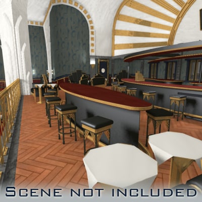 art deco furniture bar 3d model