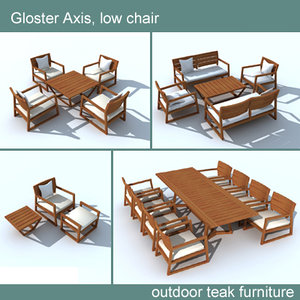 3d model gloster axis chair table
