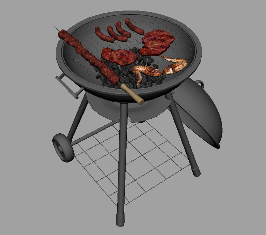 chicken charcoal 24/7 3d bbq grill model