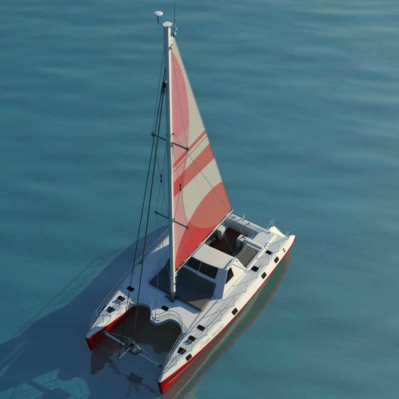 catamaran sailboat 3d model