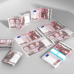 3d 10 euros banknote - model