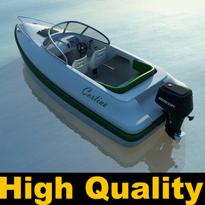 3d model boat motorboat motor