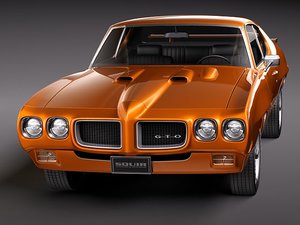 pontiac gto 1970 muscle car 3d model