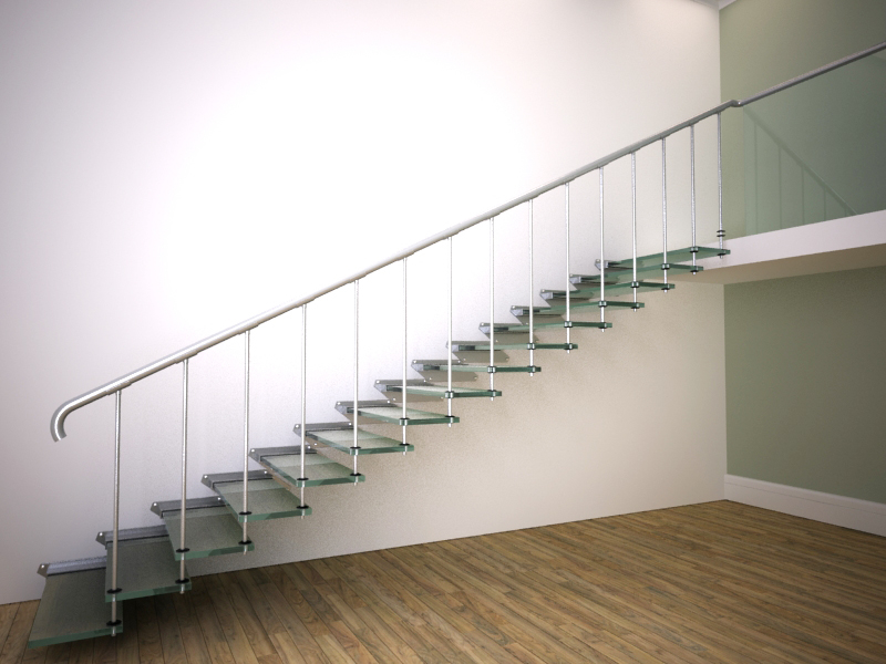 3d model glass stair