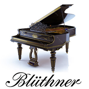 3d grand piano bluthner black