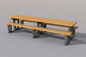 rectangular picnic table 3d model