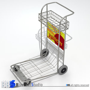 airport luggage cart 3d c4d