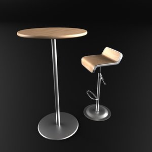 set bar chair table 3d model