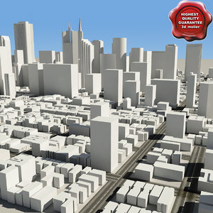 town modelled mapped 3d model