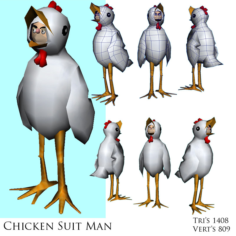 chicken suit man 3d model