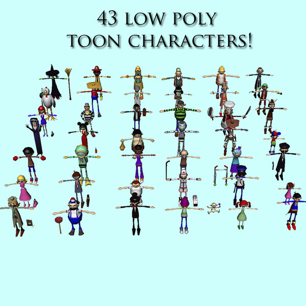 43 cartoon characters 3d 3ds