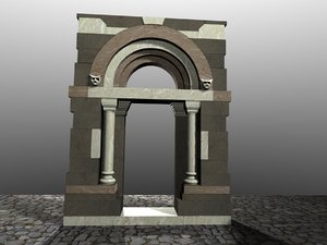 medieval portal romanic 3d model