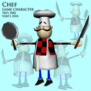 3d chef character games model