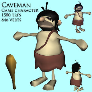 3d caveman character games model
