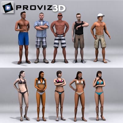 3ds max people: beach people