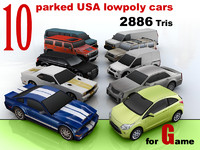 10 lowpoly USA car collection