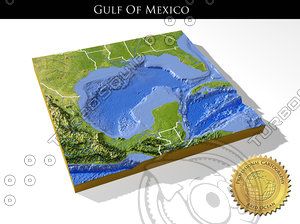 3d relief gulf mexico topography