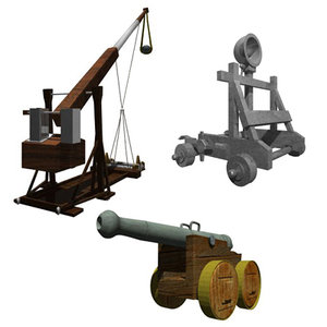 3d medieval catapults cannon model