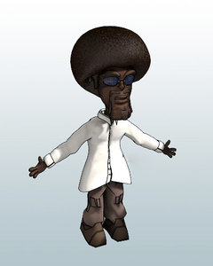 3d rigged character afro guy