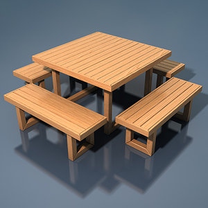 furniture table benches 3d model