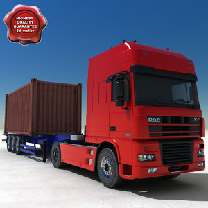 daf xf container truck 3d 3ds