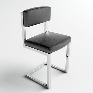 chrome leather chair - 3d max