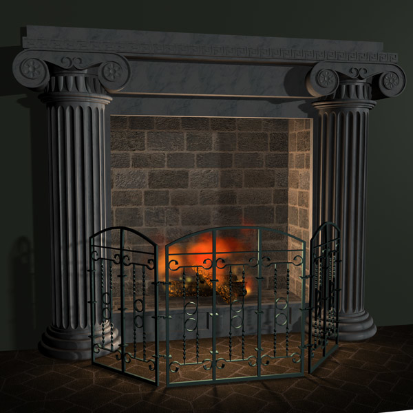 Fireplace Grate Marble 3d Model