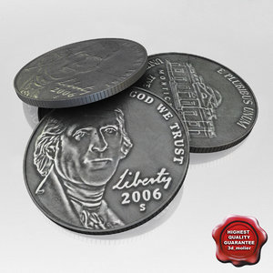 usa coin 5 cent 3d model