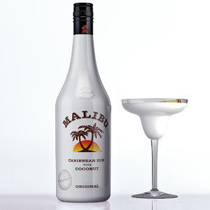 bottle glass malibu coconut 3d model