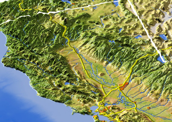 3d relief california model