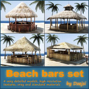 tropical beach bars 3d model