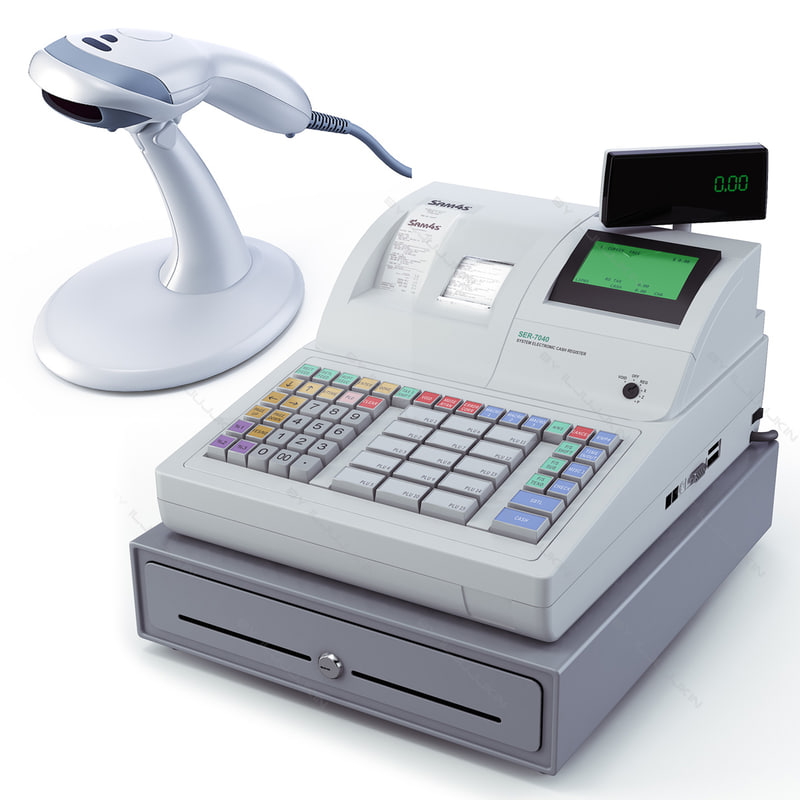 cash register with a scanner