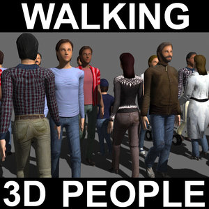 rigged people walk 3d model