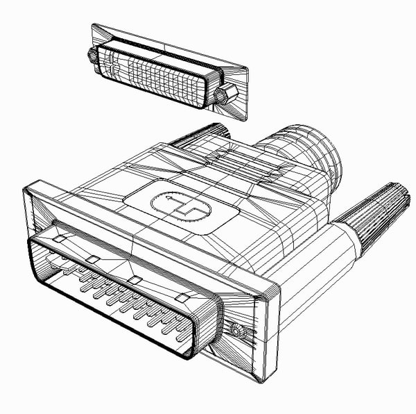 dvii connector female 3d model