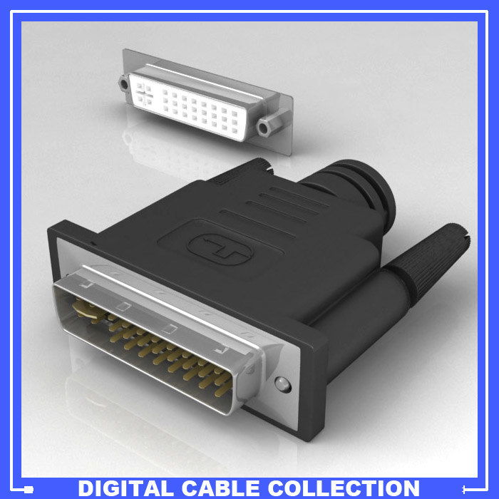 dvi-i connector female 3d model
