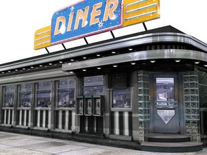 classic diner street corner 3d model
