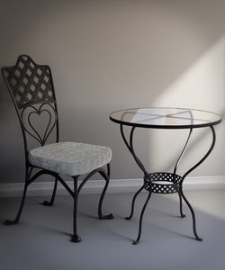 cafe chair table 3d model