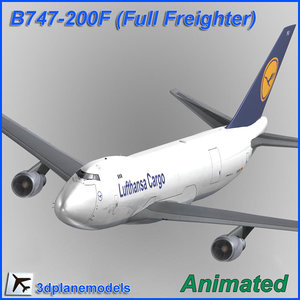 b747-200 freighter aircraft animation 3d model